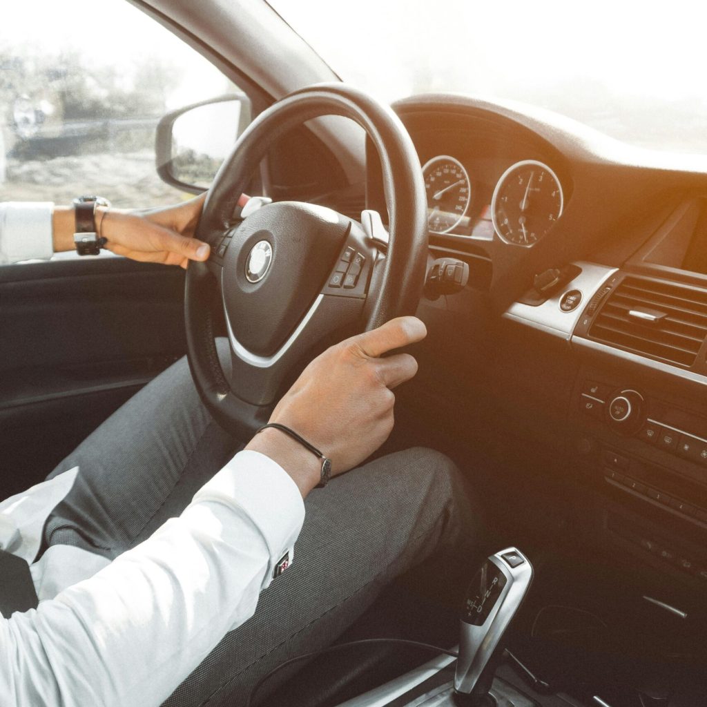 Close-up of a luxury car's interior while driving in Marrakech, Morocco.